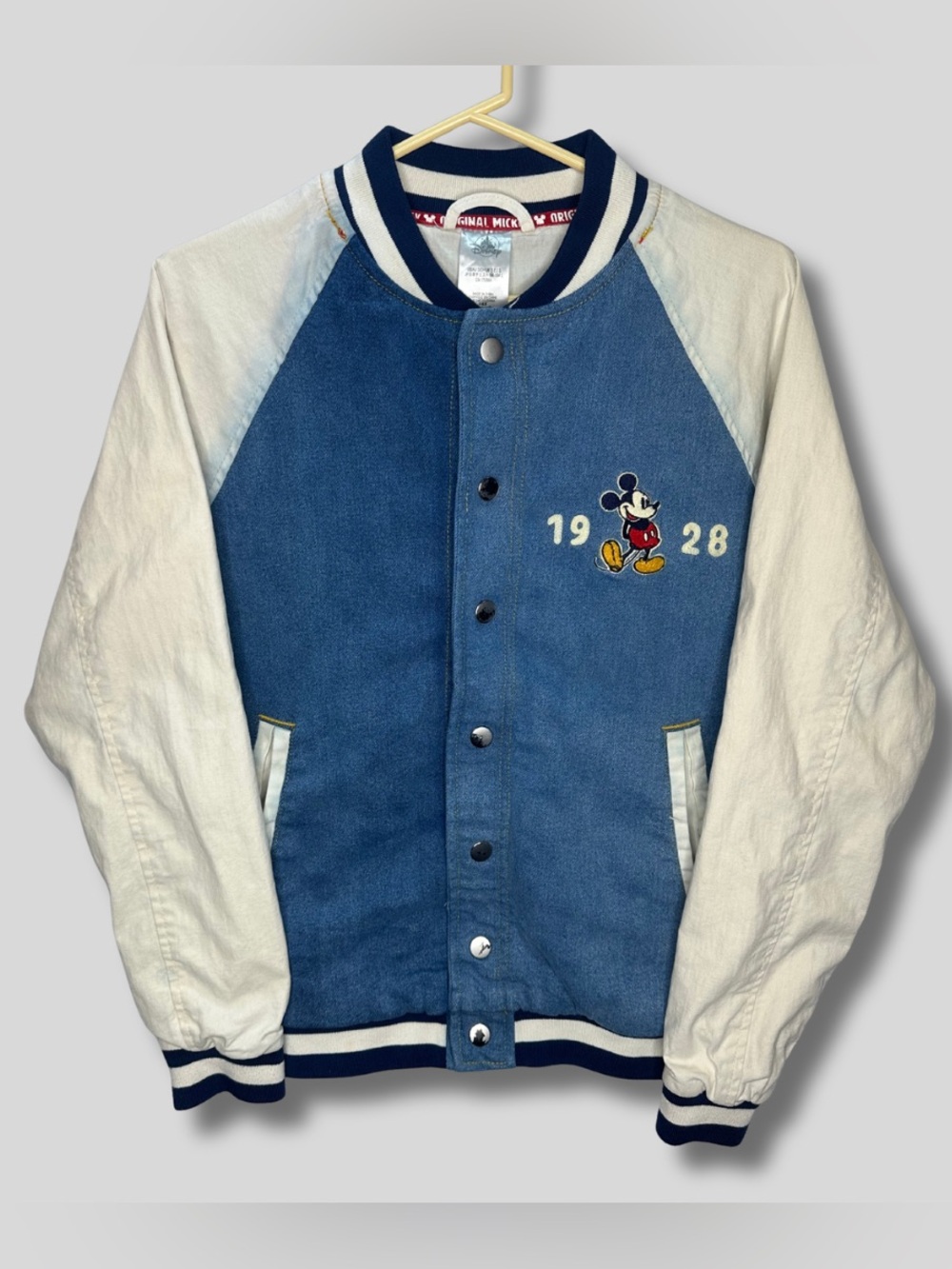 Disney Disneyland Original Mickey 1928 Denim Varsity Jacket — Small